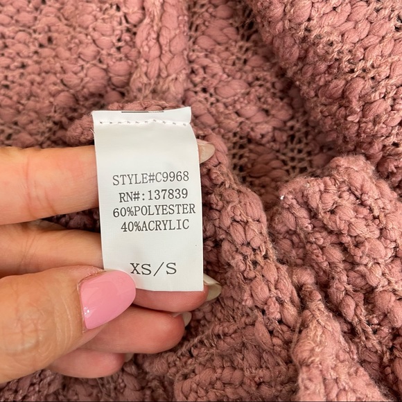 Altar’d State Dusty Pink Textured Open Sweater Cardigan - Picture 5 of 6